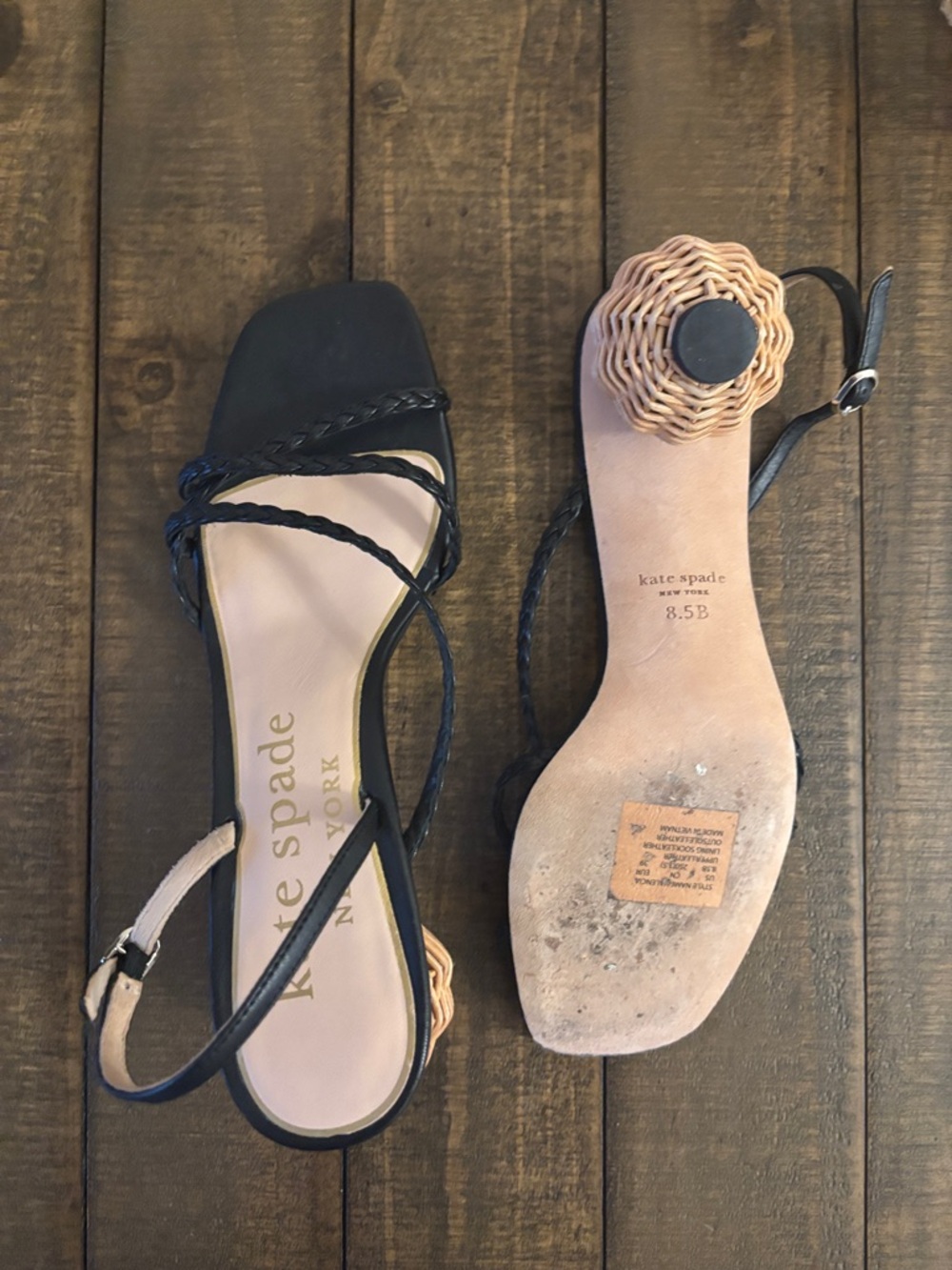 kate spade Black Braided Strap Slingback Heels - Picture 3 of 3